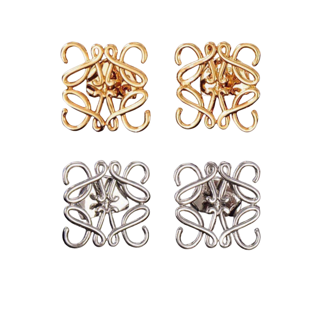 LWE011 LOEWI Anagram LOGO stud earring in metal gold plated - ccjewelryacc
