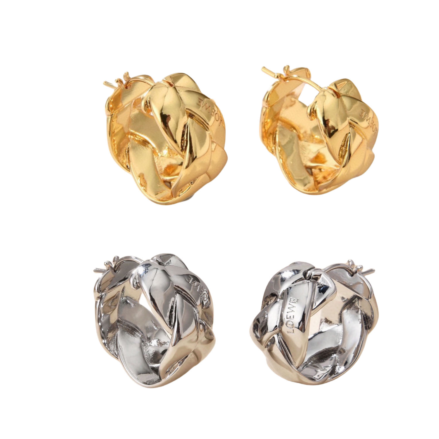 LWE044 Loewi Anagram cross earring in metal - ccjewelryacc