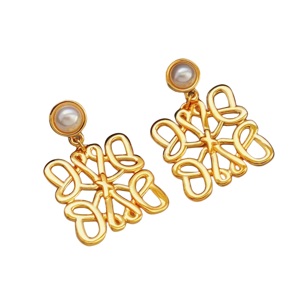 LWE027 LOEWI Anagram LOGO Drop earring in metal gold plated - ccjewelryacc