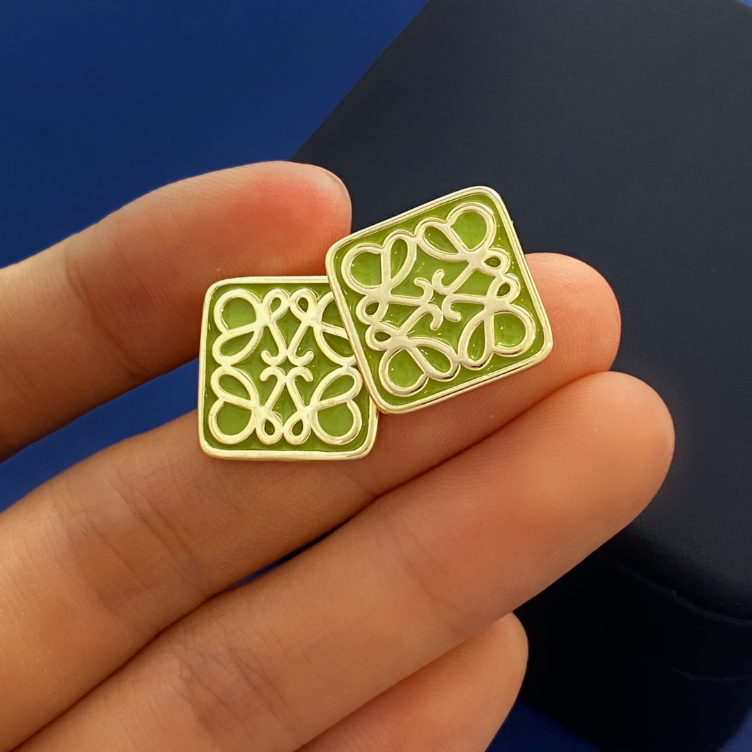 LWE022 Loewi Anagram logo stud earring - ccjewelryacc