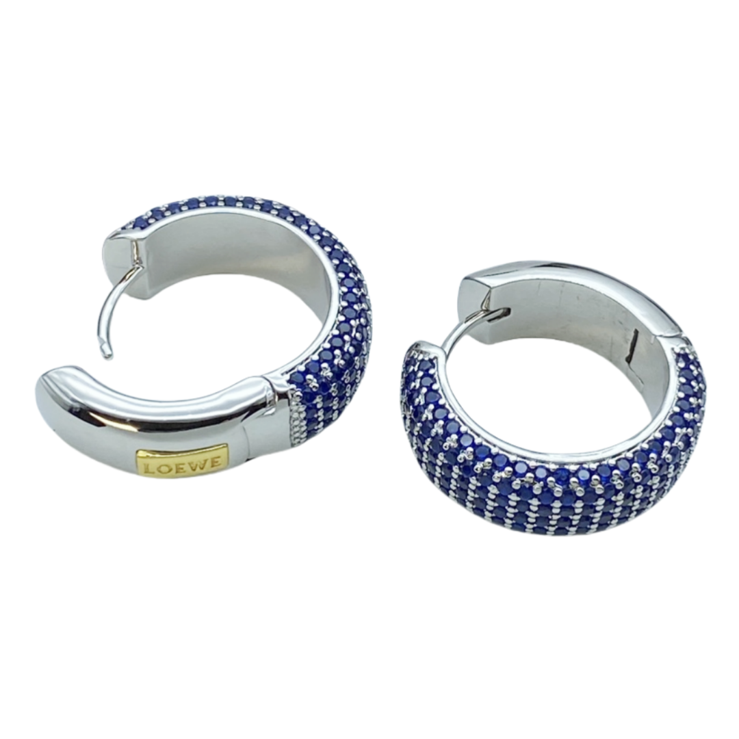 LWE030 Loewi blue crystal hook earring - ccjewelryacc