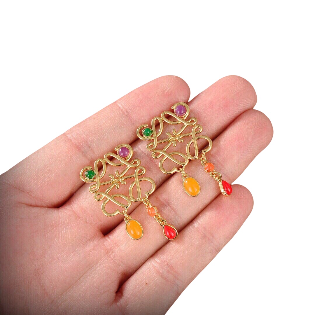 LWE036 LOEWI Anagram LOGO earring with resin - ccjewelryacc