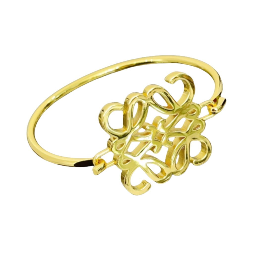 LWS002 Pave Anagram open bracelet in Metal - ccjewelryacc