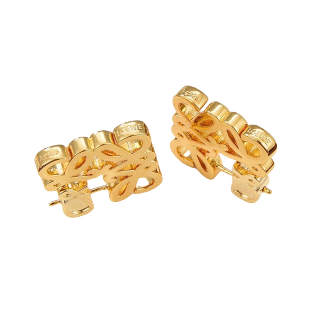 LWE043 Loewi Anagram earring in metal and pearl embellish - ccjewelryacc