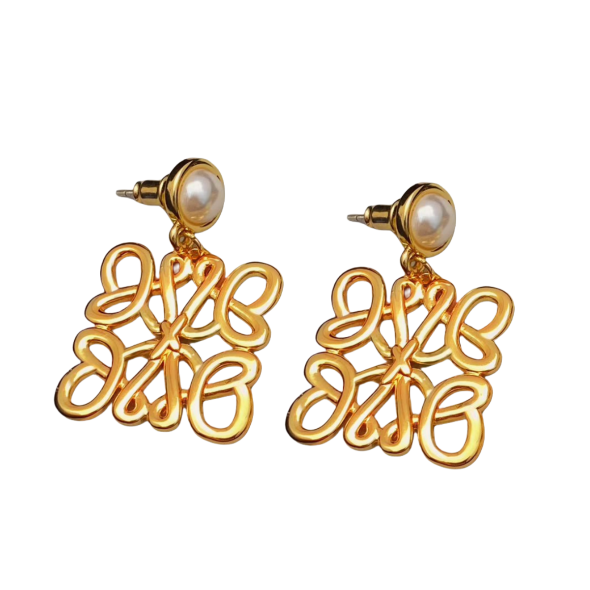 LWE027 LOEWI Anagram LOGO Drop earring in metal gold plated - ccfashionjewelry
