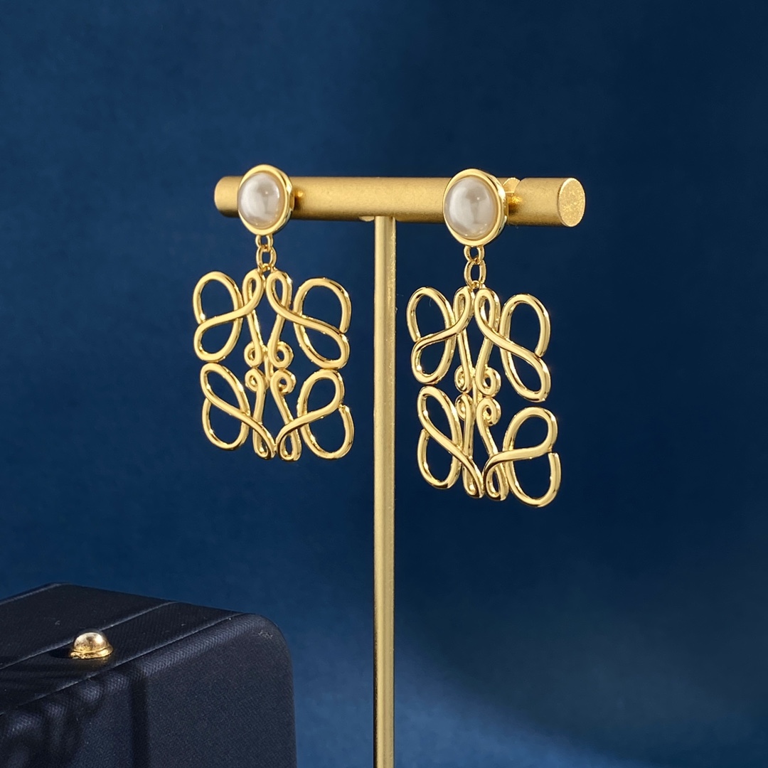 LWE009 Loewi Anagram drop earring in metal - ccjewelryacc