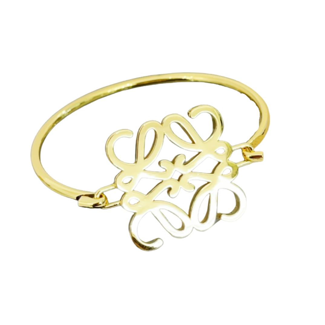 LWS002 Pave Anagram open bracelet in Metal - ccjewelryacc
