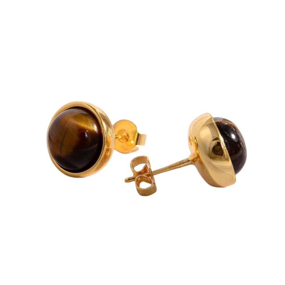 LWE052 Loewi Anagram tiger's eye stone stud earring - ccfashionjewelry