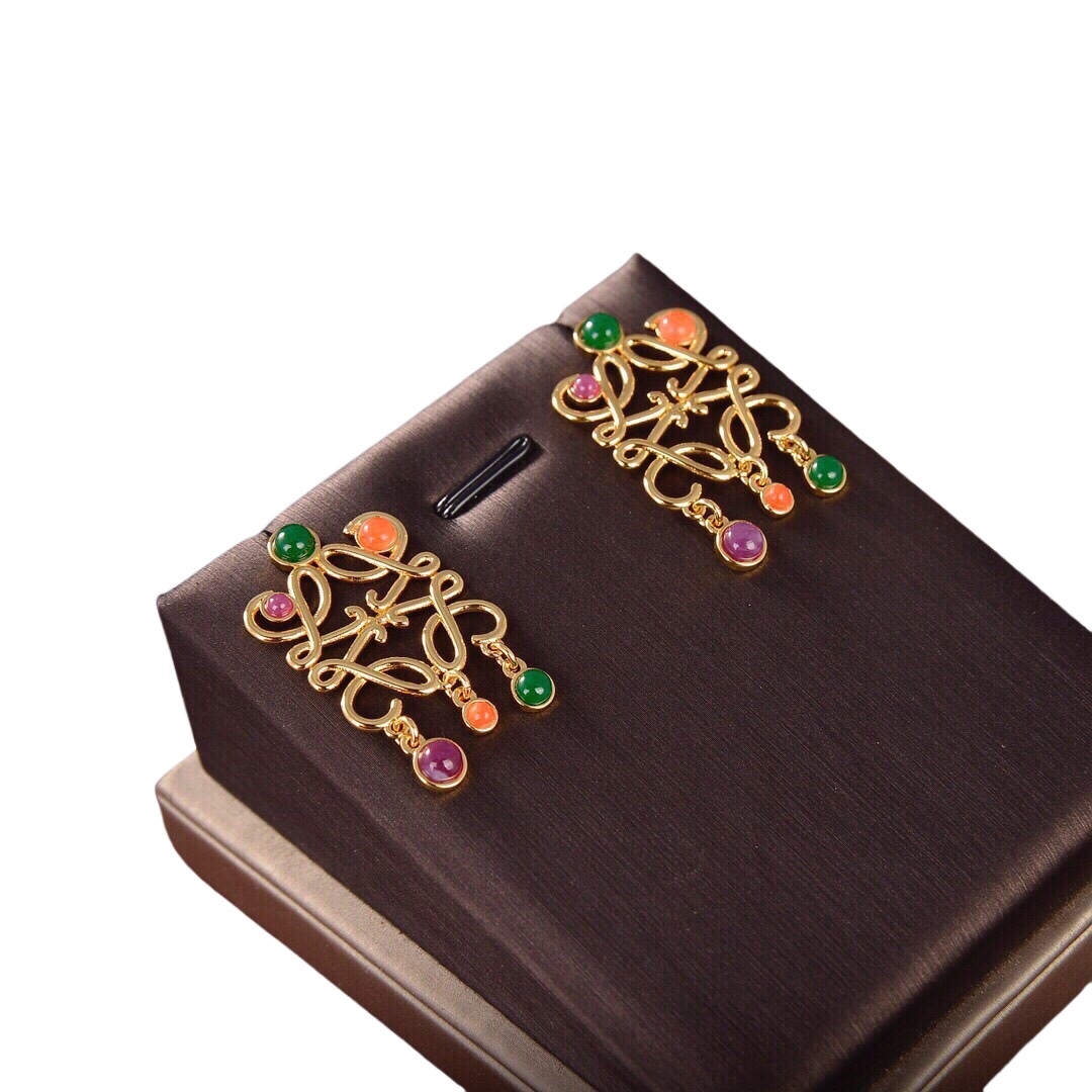 LWE036 LOEWI Anagram LOGO earring with resin - ccjewelryacc