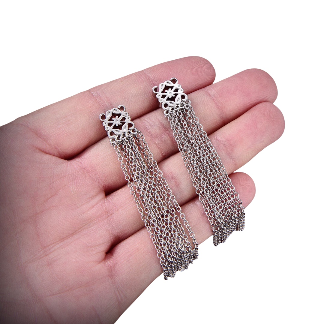 LWE013 Loewi Anagram tassels drop earrings - ccjewelryacc