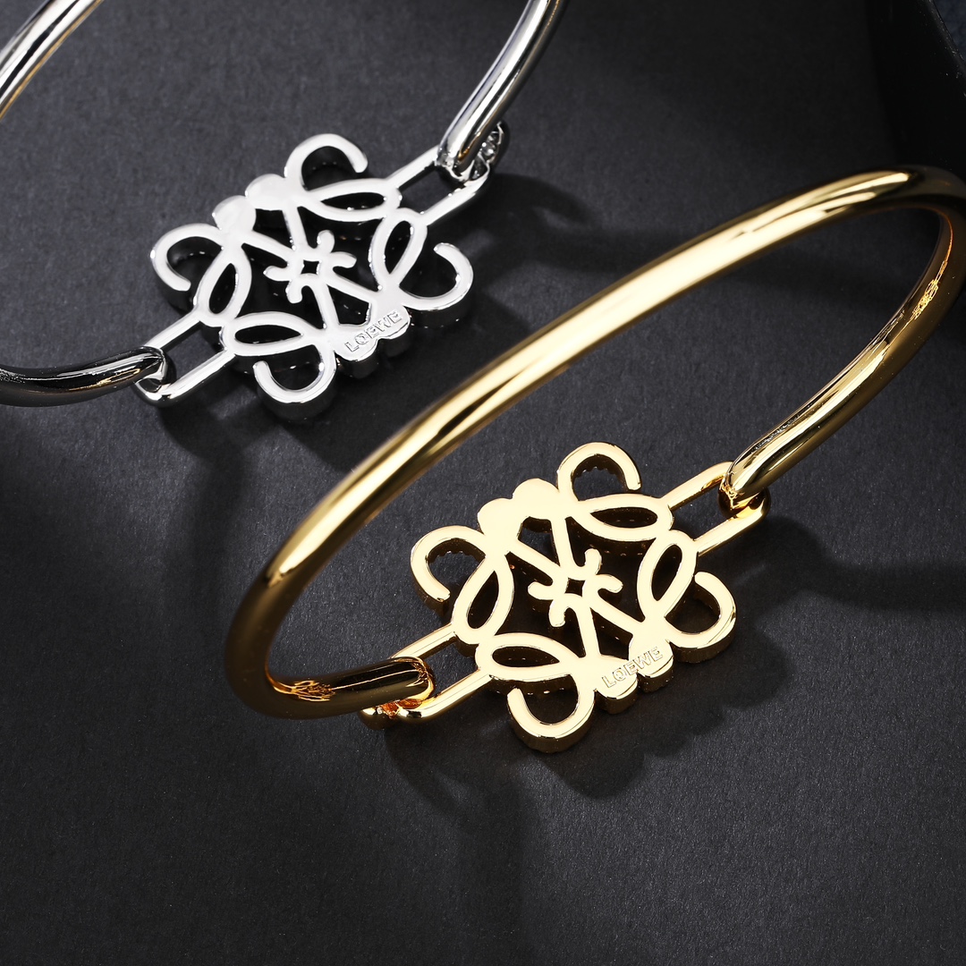 LWS001 Pave Anagram open bracelet in Metal and crystal - ccjewelryacc