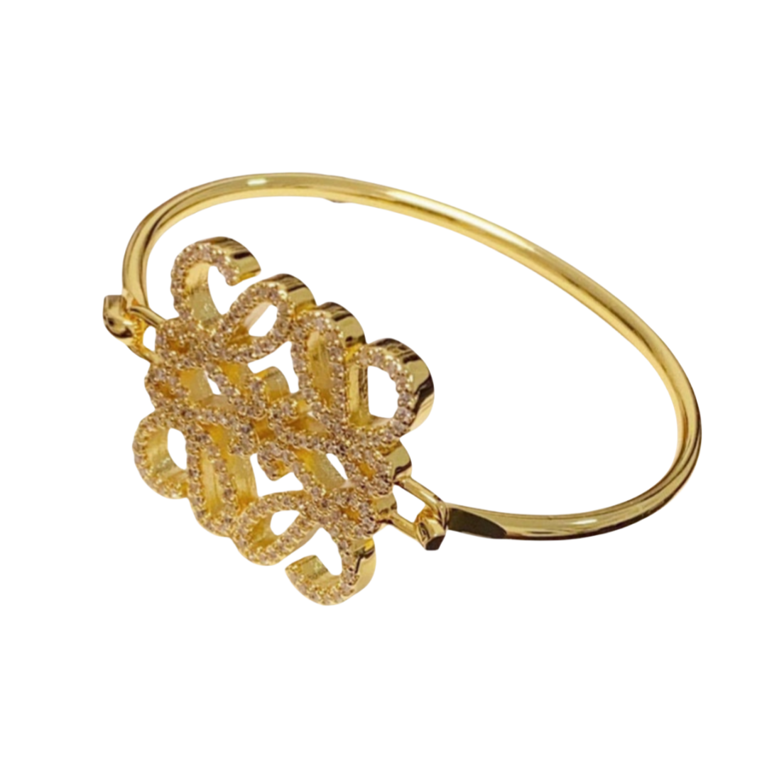 LWS001 Pave Anagram open bracelet in Metal and crystal - ccfashionjewelry