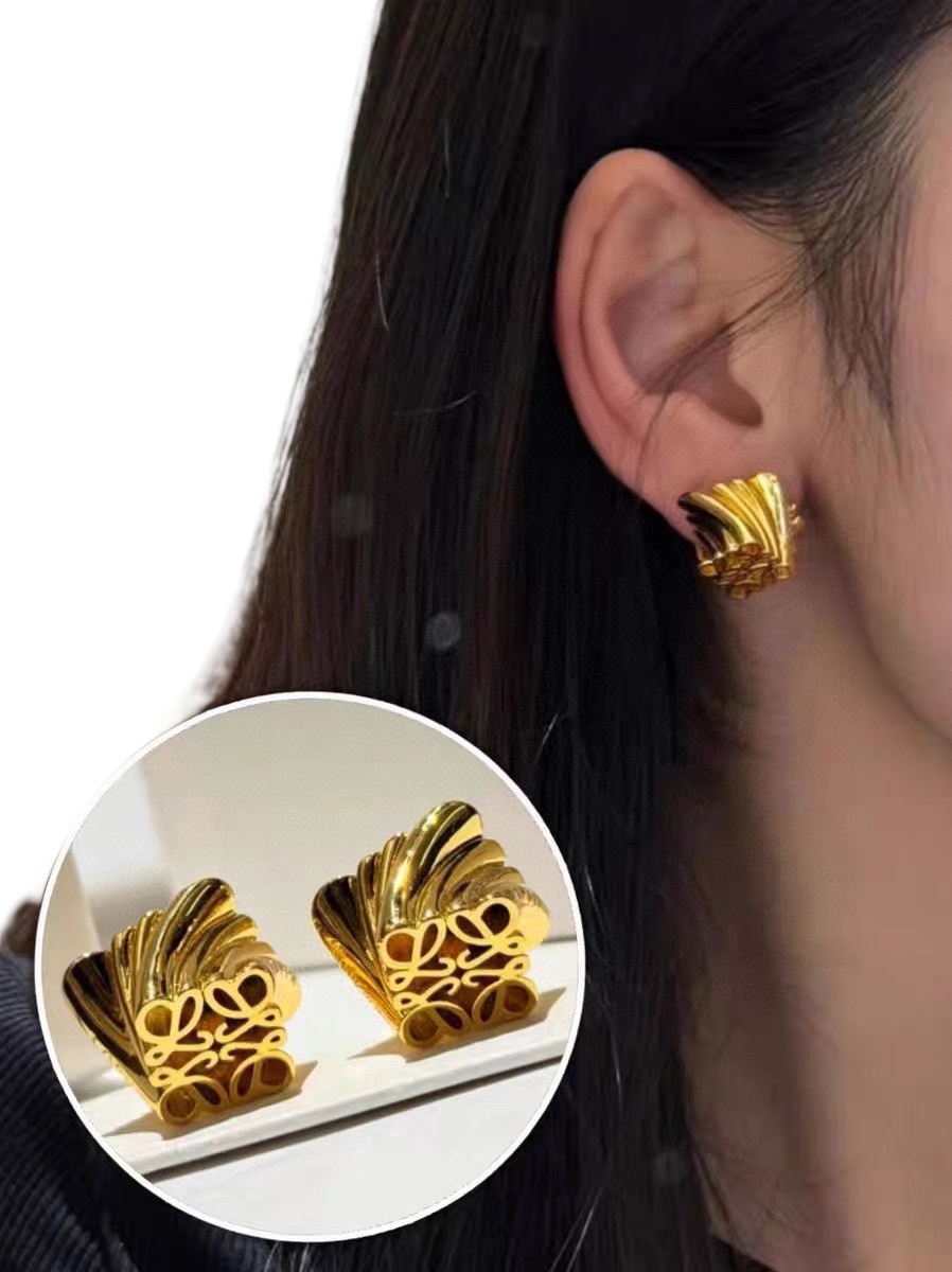 LWE014 Loewi Anagram Logo twist stud earrings - ccjewelryacc