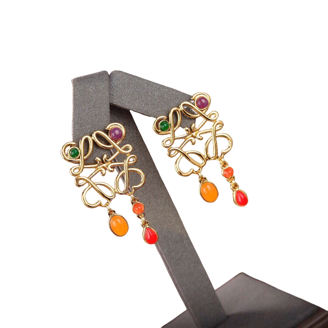LWE036 LOEWI Anagram LOGO earring with resin - ccjewelryacc