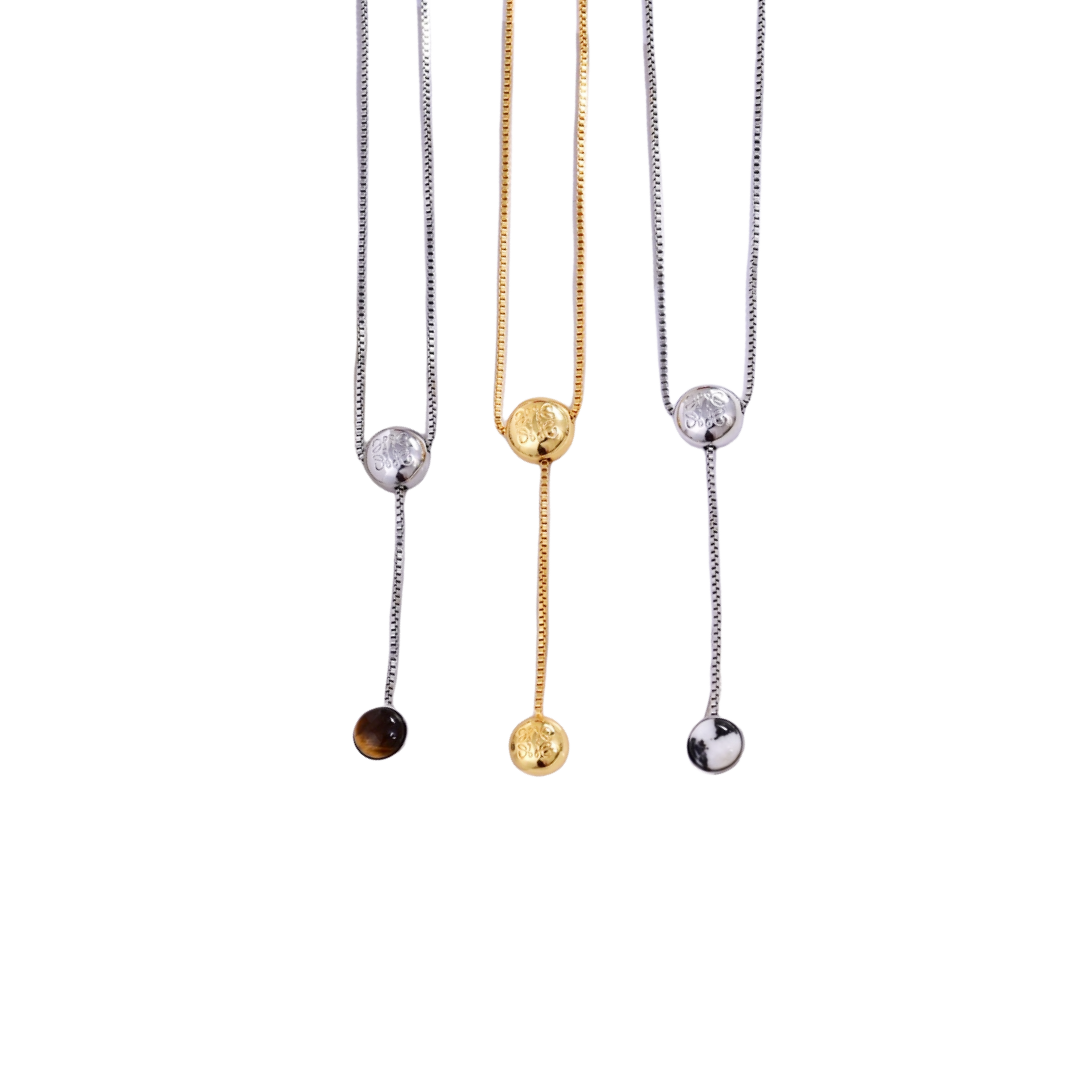 LWN011 Anagram Pebble necklace in metal - ccjewelryacc