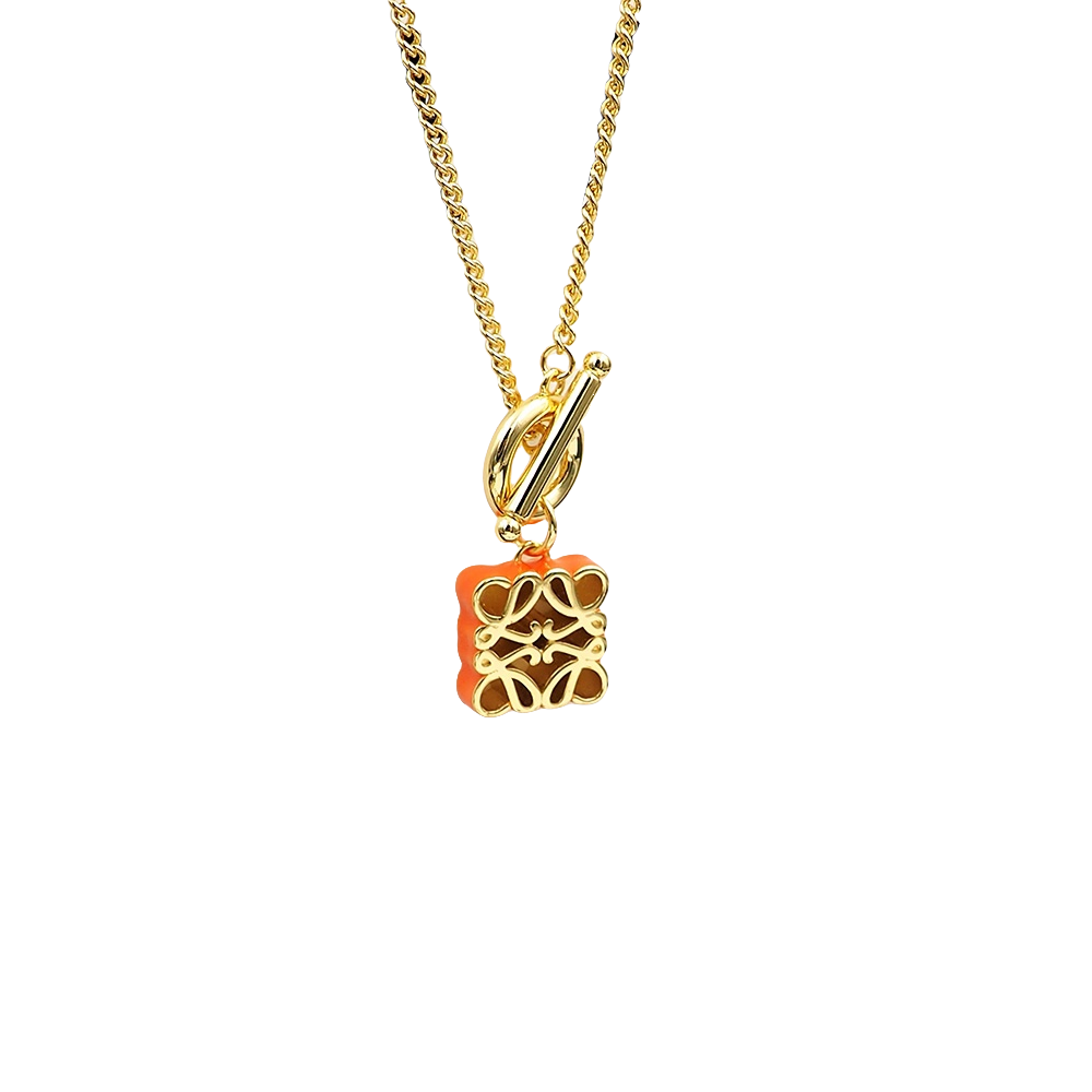 LWN007 Pave Anagram necklace in metal and colorful enamel - ccjewelryacc