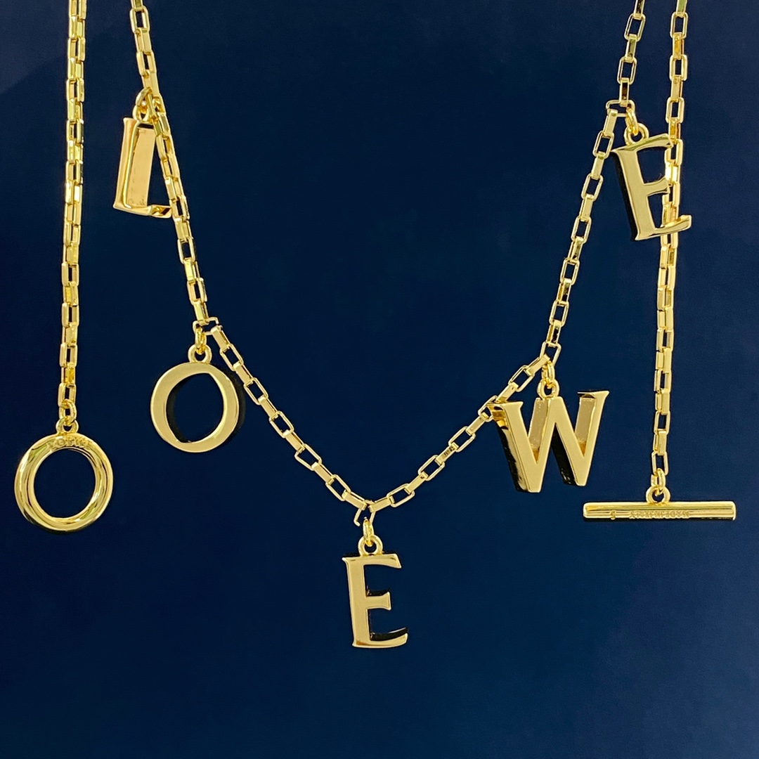 LWN005 Loewi Anagram Letter charms Necklace - ccjewelryacc