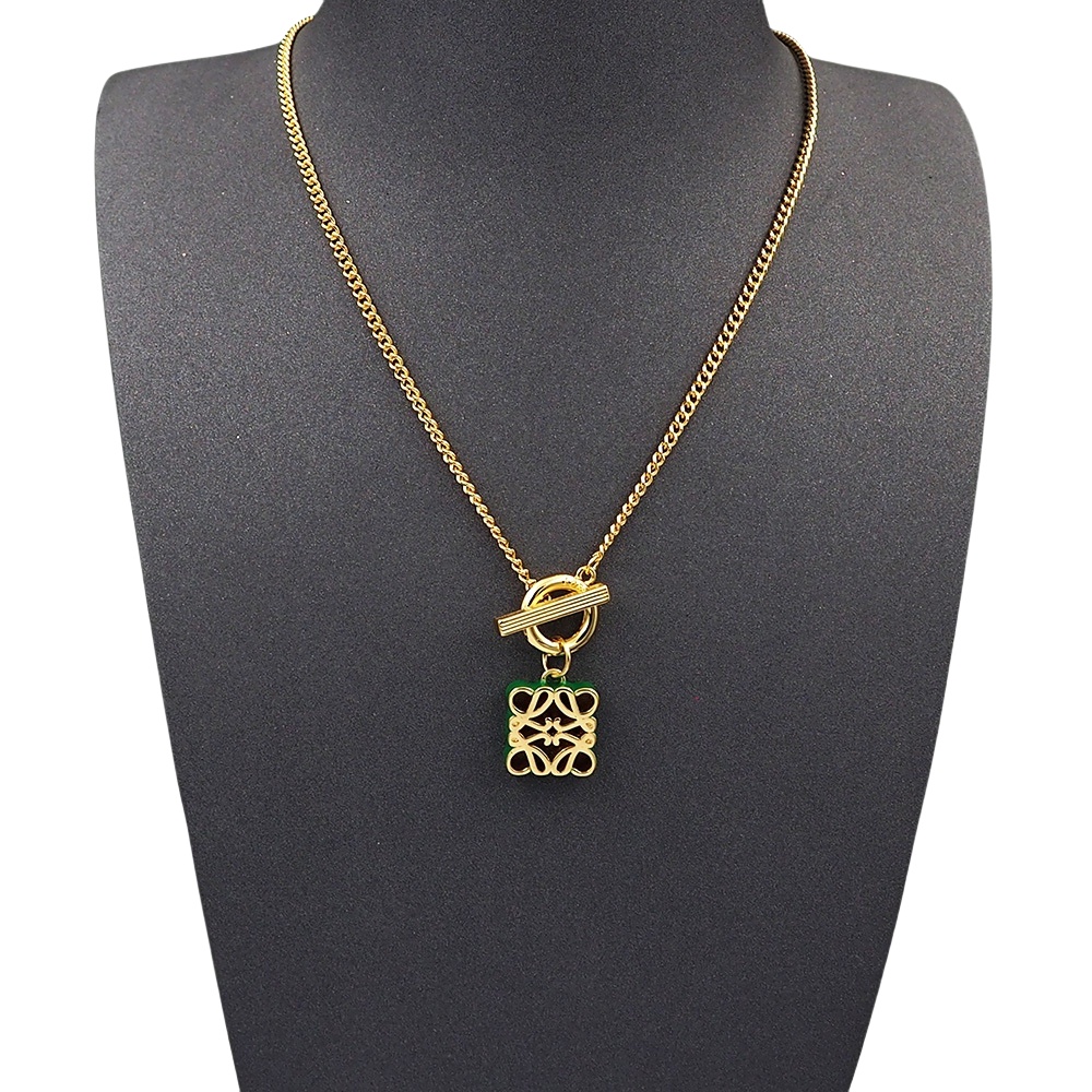 LWN007 Pave Anagram necklace in metal and colorful enamel - ccjewelryacc