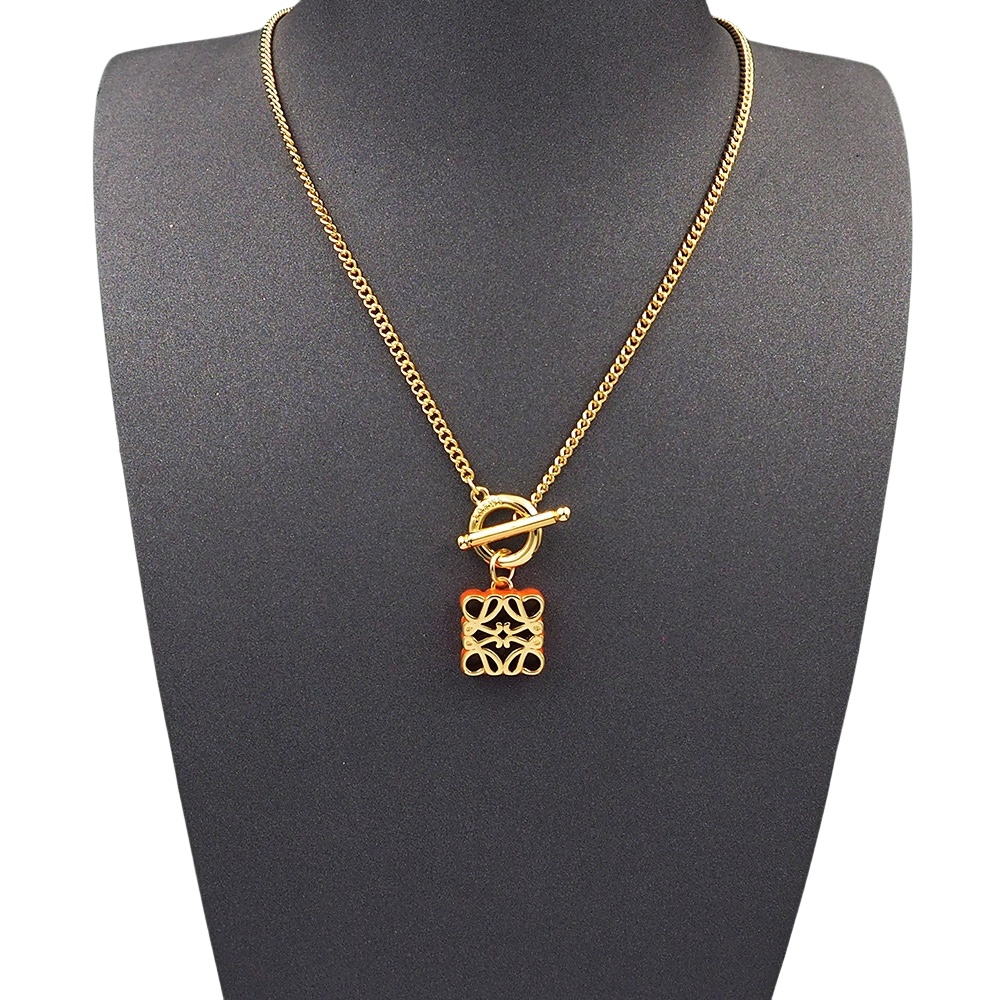 LWN007 Pave Anagram necklace in metal and colorful enamel - ccjewelryacc