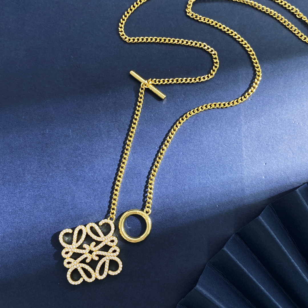 LWN001 Pave Anagram necklace in metal and crystal - ccjewelryacc