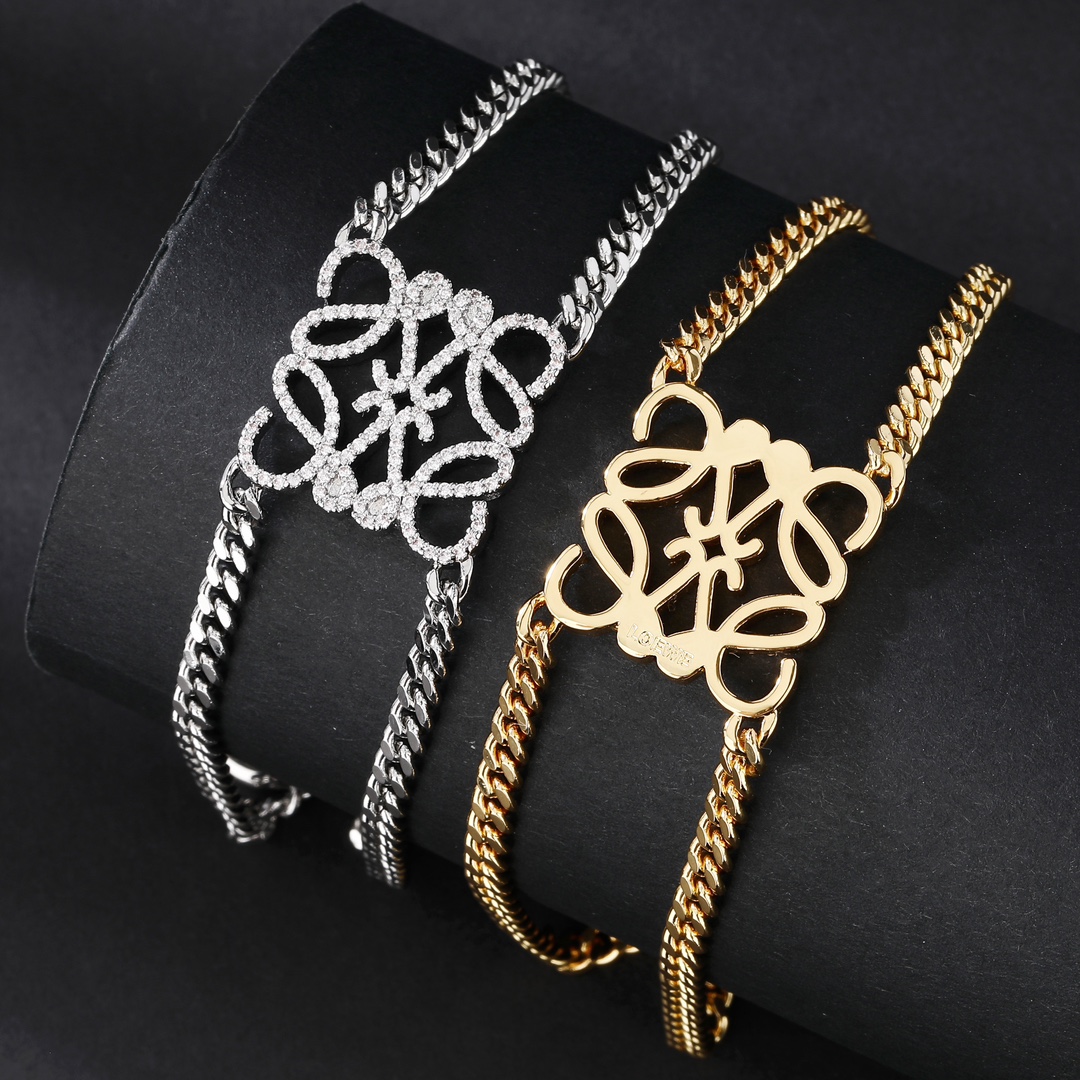 LWS011 Pave Anagram bracelet link-chain in Metal and crystal - ccjewelryacc