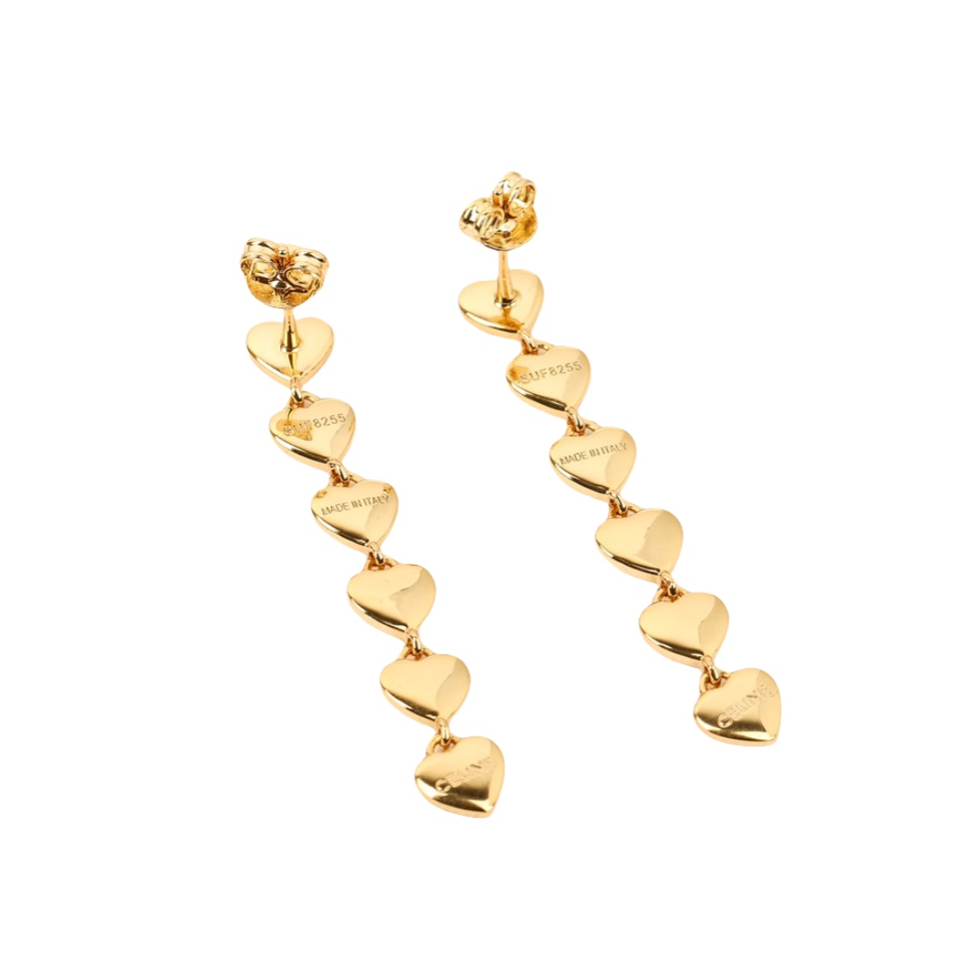CLE020  Metal gold finish heart charms drop earring - ccjewelryacc