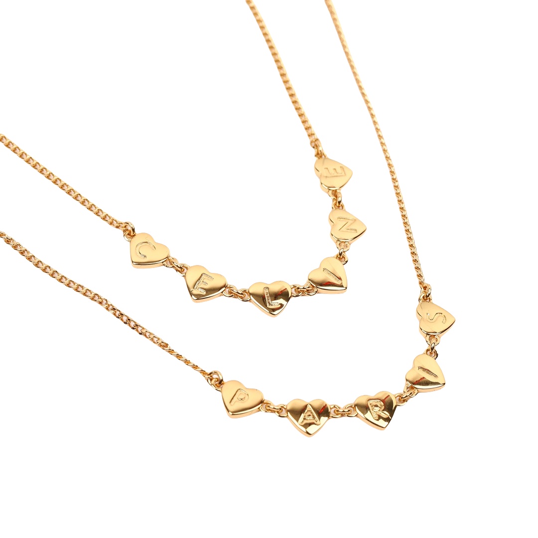 CLN004 Arc de Triomphe Double Necklace in Brass with Gold Finish - ccjewelryacc
