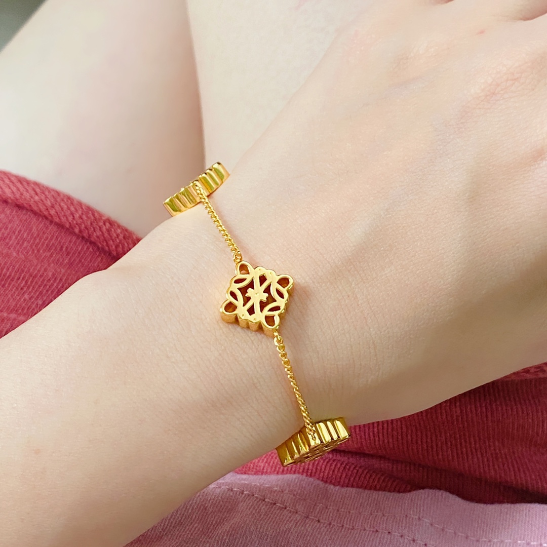 LWS005 Loewi three anagram charms chain-link bracelet - ccjewelryacc