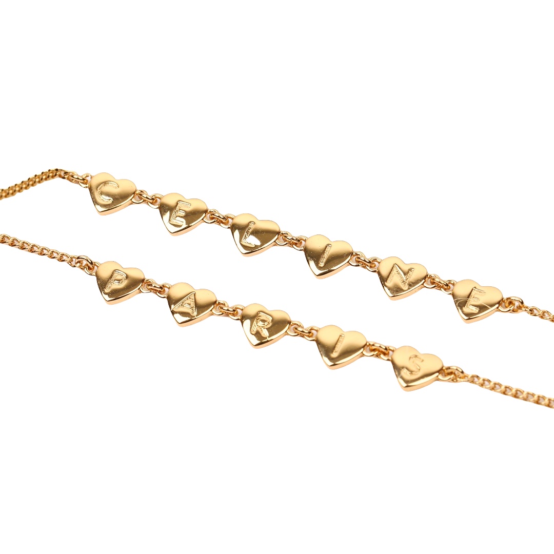 CLN004 Arc de Triomphe Double Necklace in Brass with Gold Finish - ccjewelryacc