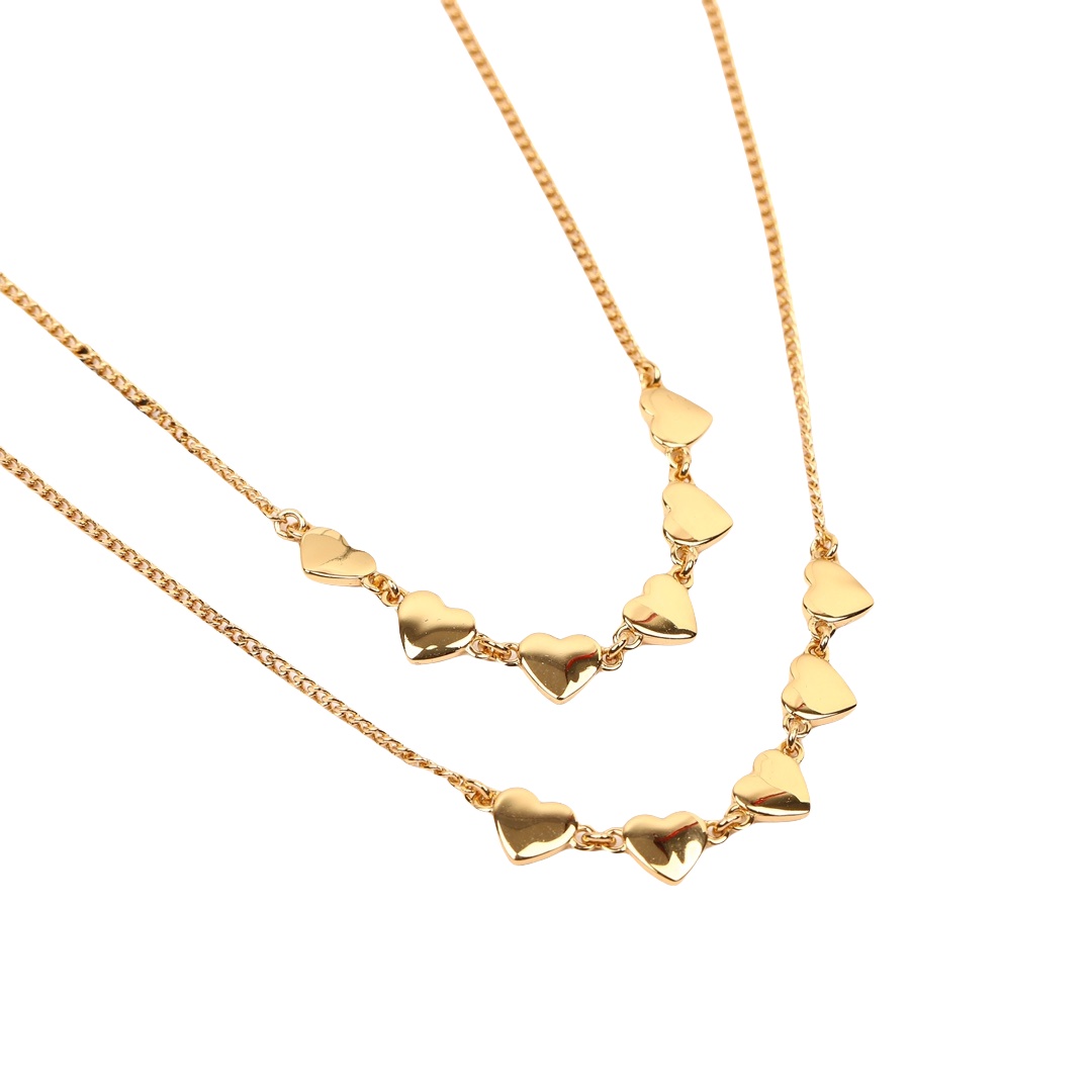 CLN004 Arc de Triomphe Double Necklace in Brass with Gold Finish - ccjewelryacc