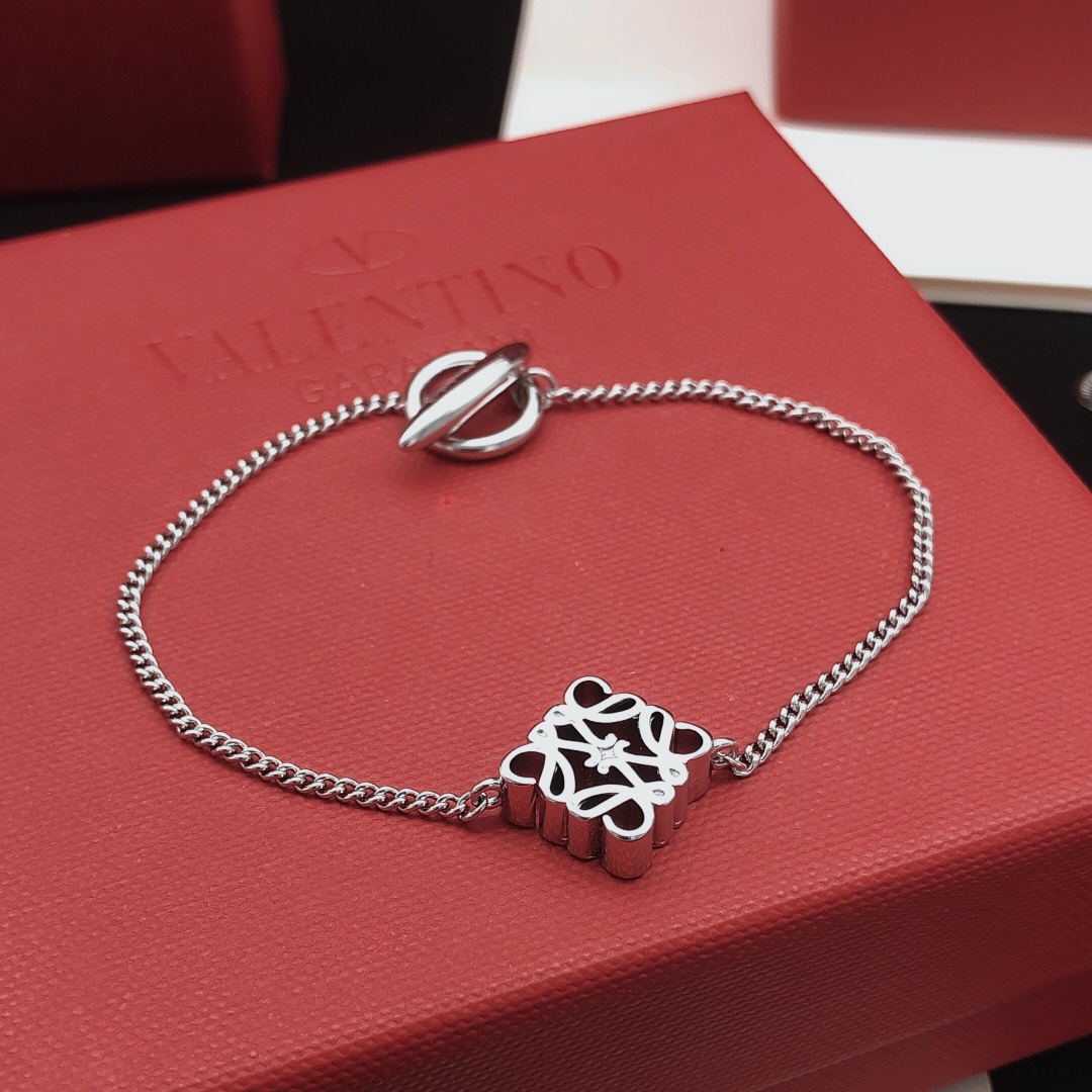 LWS004 Loewi single anagram chain-link bracelet - ccjewelryacc