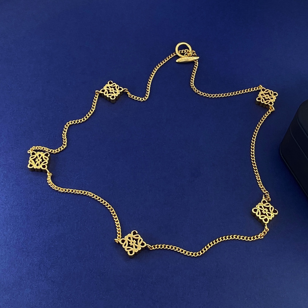 LWN009 Loewi 5 motif Pave Anagram Choker necklace in metal - ccjewelryacc