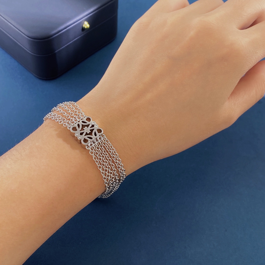 LWS012 Pave Anagram bracelet link-chain in Metal - ccjewelryacc