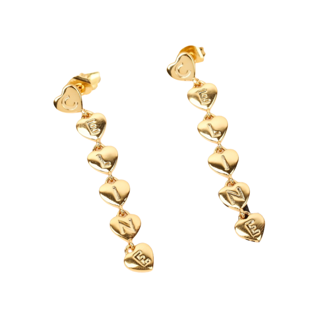 CLE020  Metal gold finish heart charms drop earring - ccjewelryacc