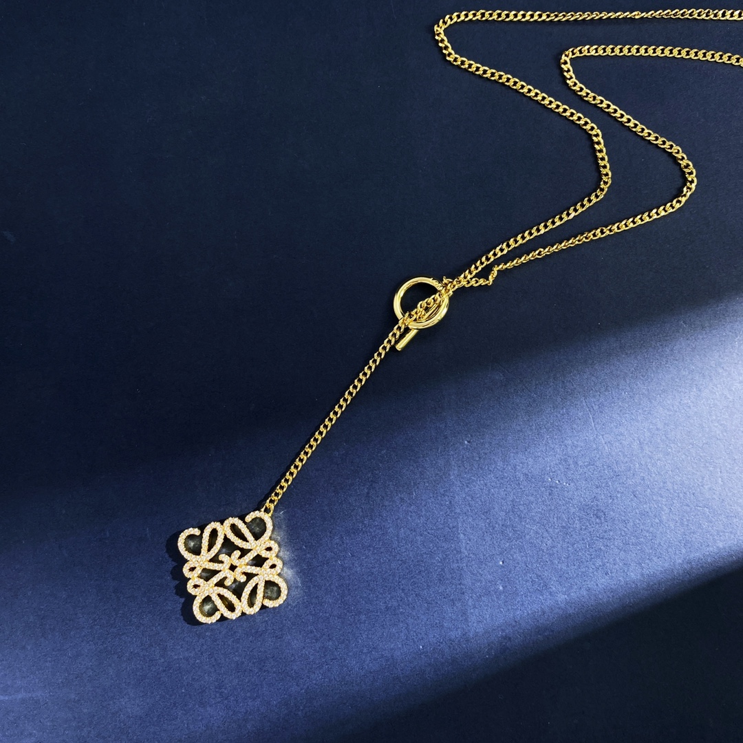 LWN001 Pave Anagram necklace in metal and crystal - ccjewelryacc