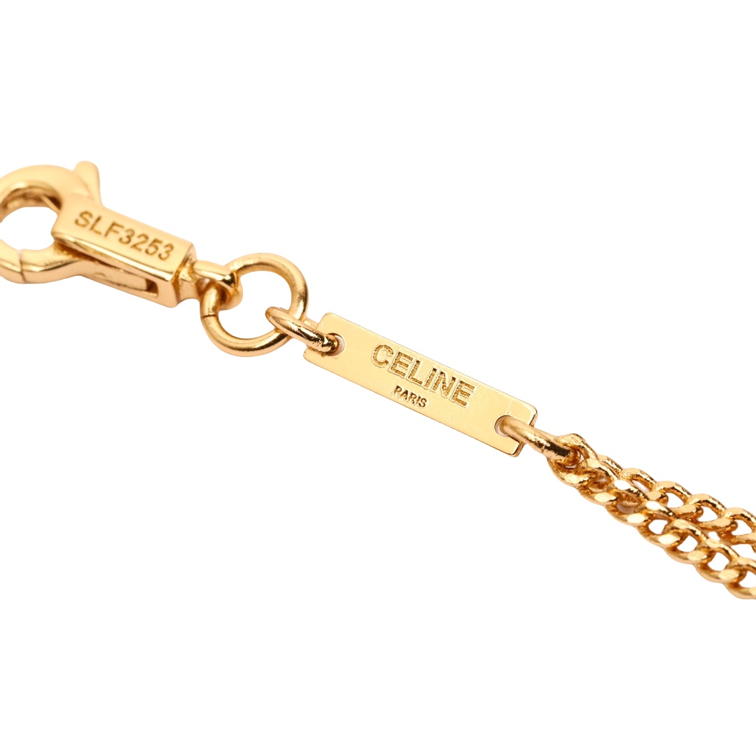 CLN004 Arc de Triomphe Double Necklace in Brass with Gold Finish - ccjewelryacc