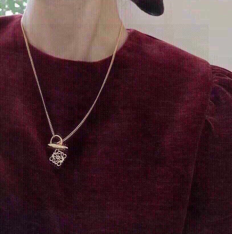 LWN003 Loewi Pave Anagram necklace in metal - ccjewelryacc