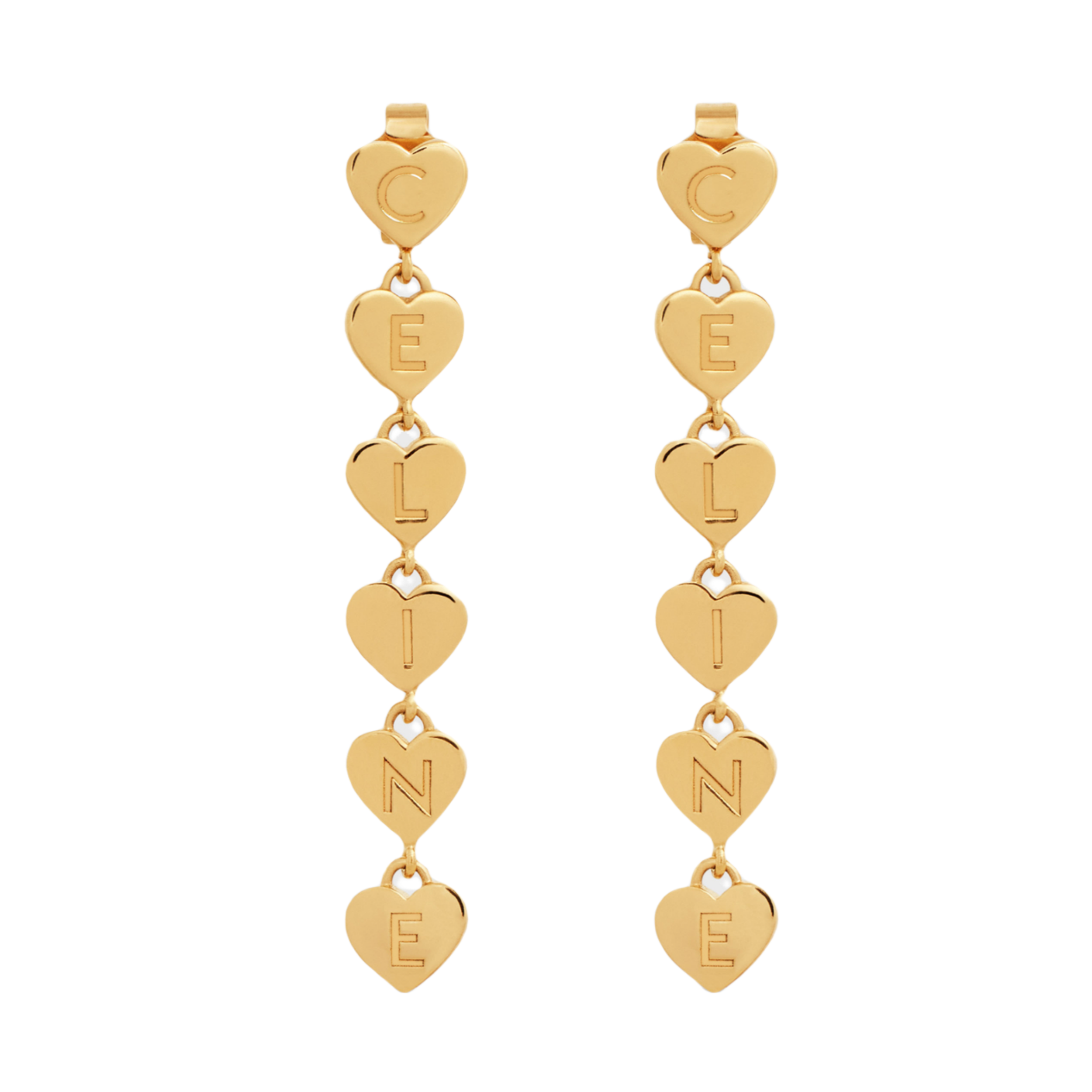 CLE020 Metal gold finish heart charms drop earring - ccfashionjewelry
