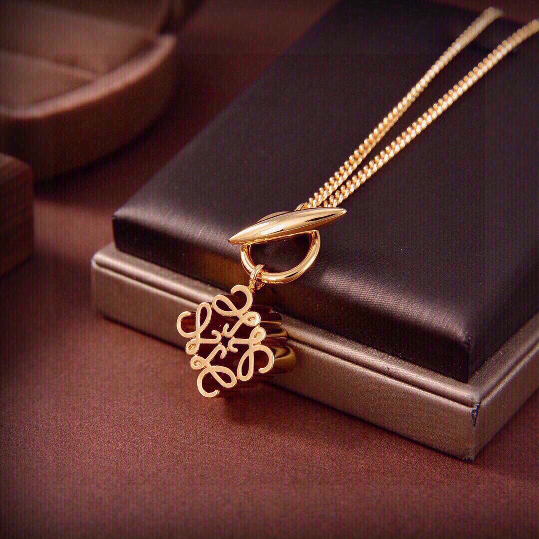 LWN003 Loewi Pave Anagram necklace in metal - ccjewelryacc