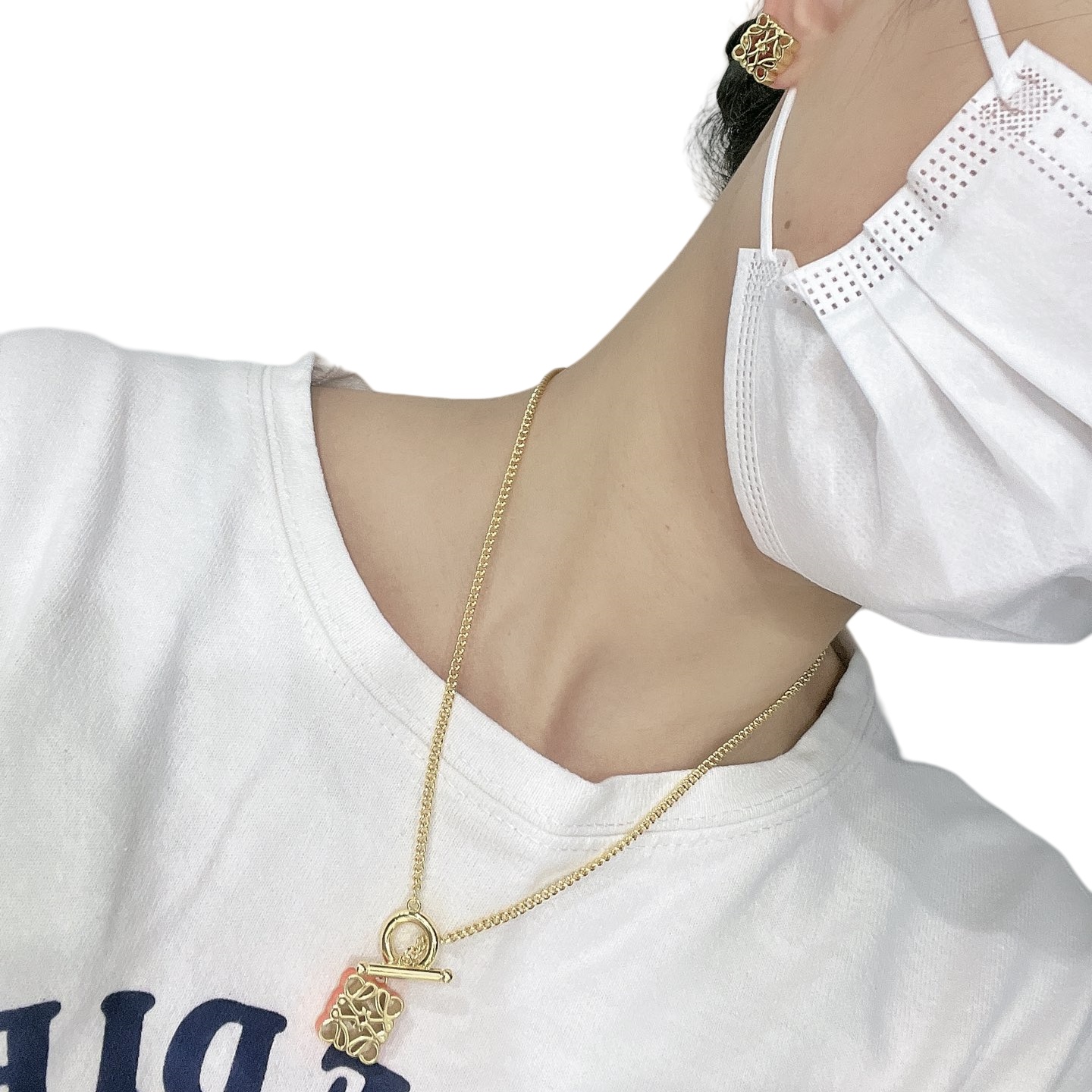 LWN007 Pave Anagram necklace in metal and colorful enamel - ccjewelryacc