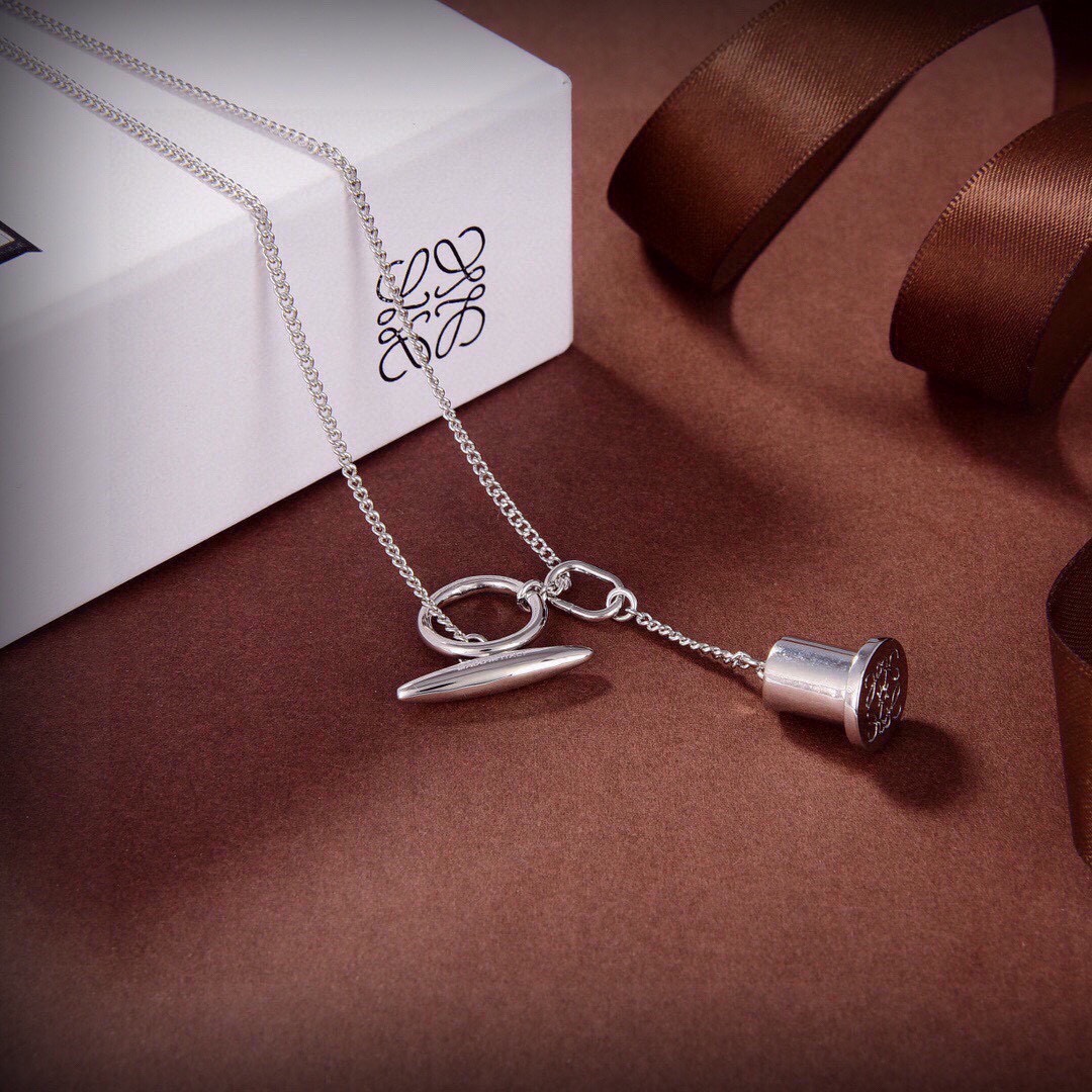 LWN008 Loewi Pave Anagram pendant necklace in metal - ccjewelryacc