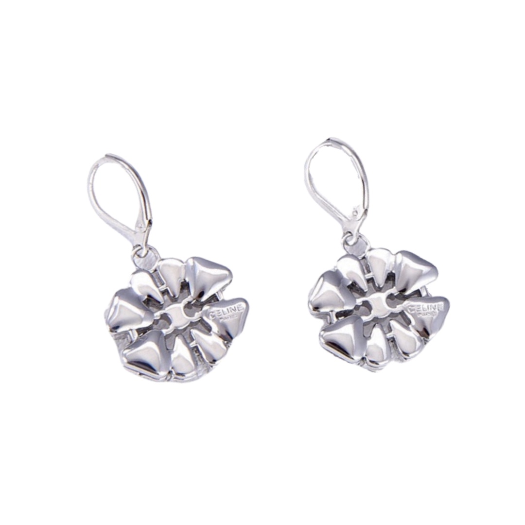 CLE001 Triomphe Daisy Earrings White gold finish - ccjewelryacc