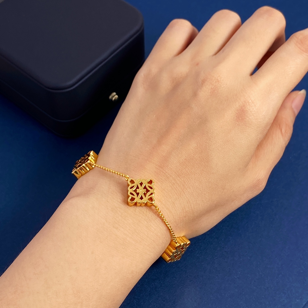 LWS005 Loewi three anagram charms chain-link bracelet - ccjewelryacc