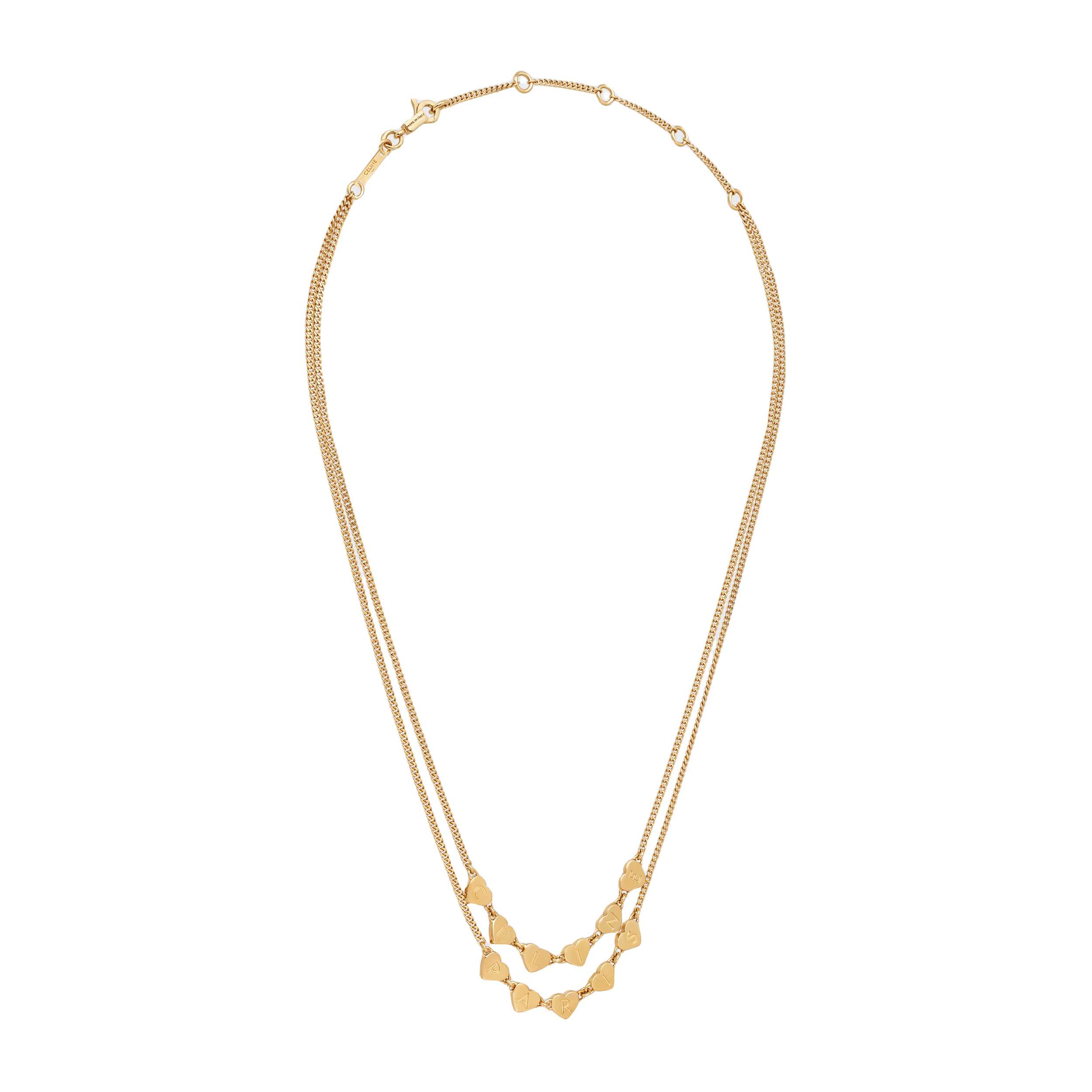 CLN004 Arc de Triomphe Double Necklace in Brass with Gold Finish - ccfashionjewelry