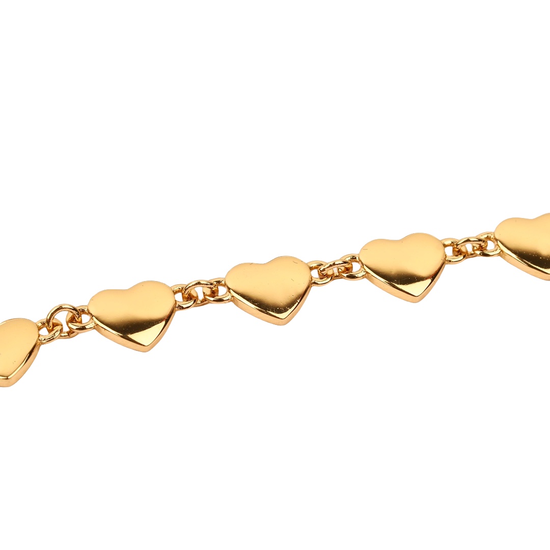 CLS002 Metal gold finish heart charms bracelet - ccjewelryacc