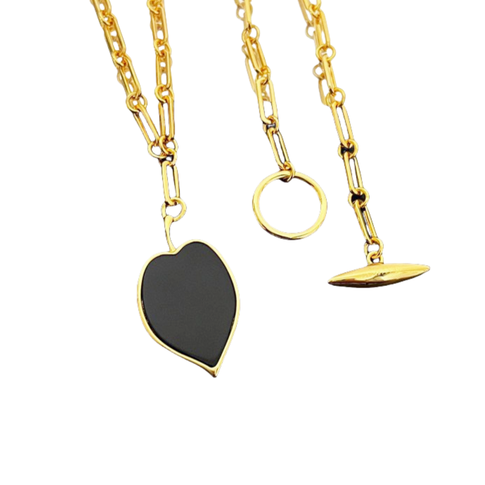 LWN012 Loewi Black mother of pearl pendant necklace - ccjewelryacc