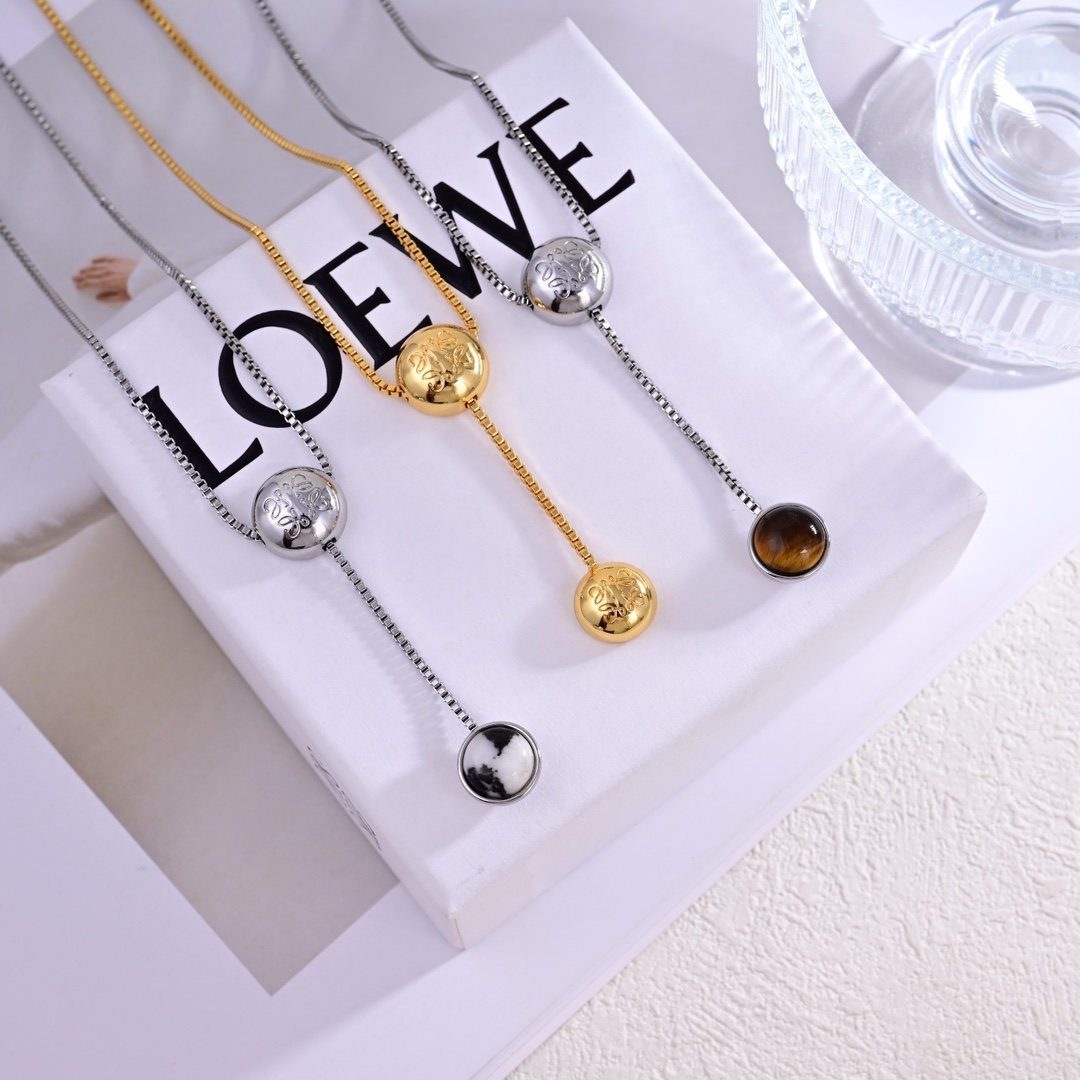 LWN011 Anagram Pebble necklace in metal - ccjewelryacc