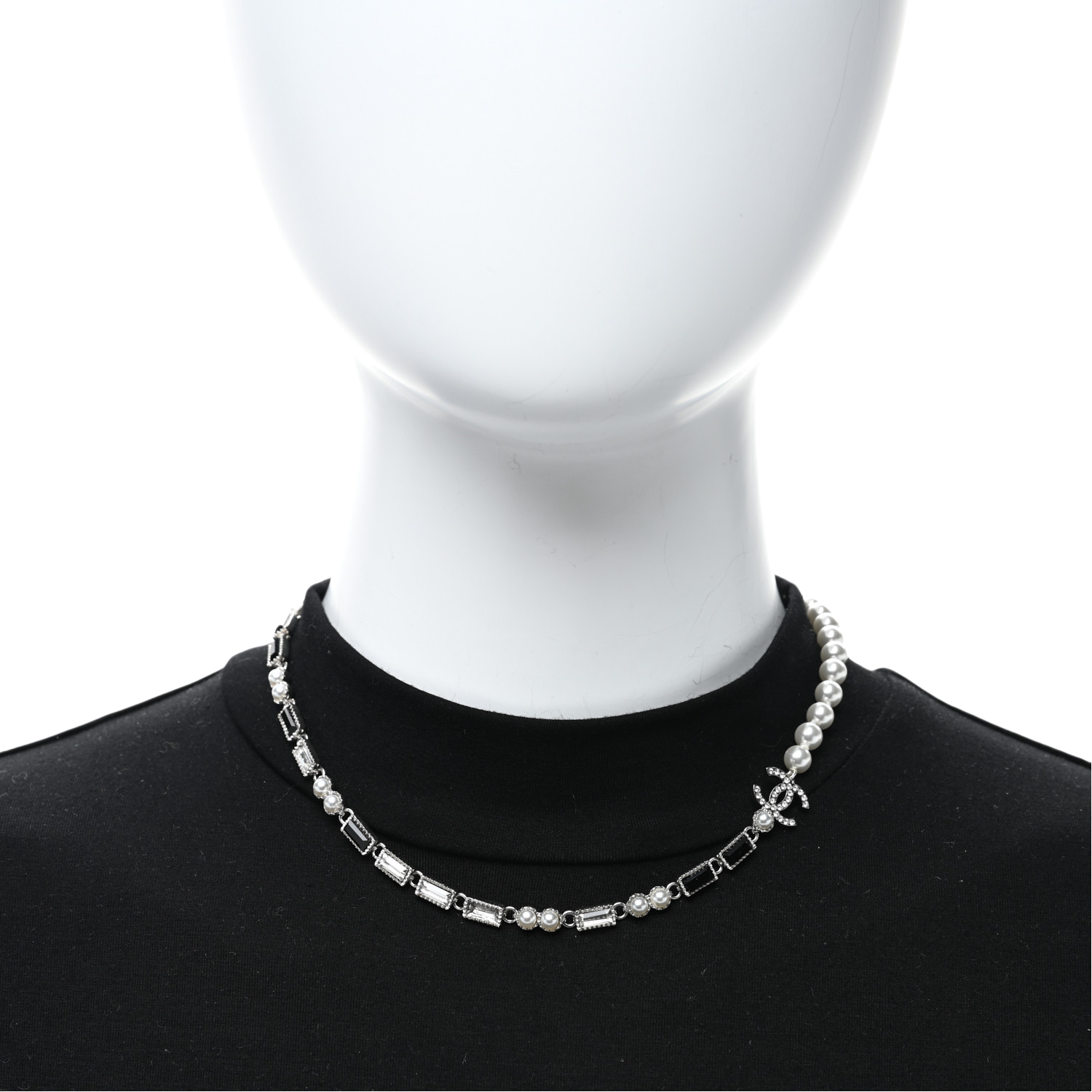 CCN003 23K CC Choker Necklace Silver Black - ccjewelryacc