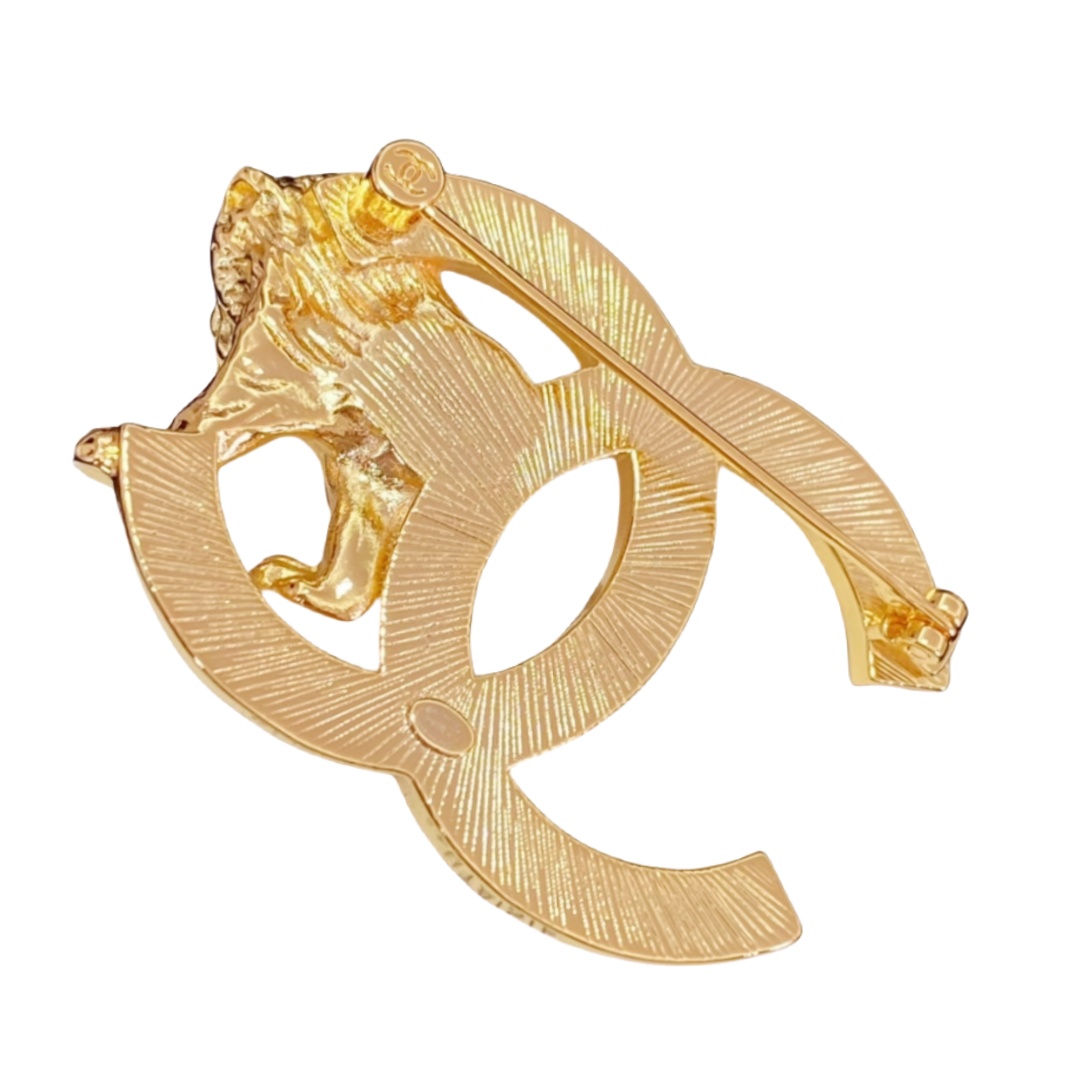 BCB458 Vintage metal Embossed lion brooch pin - ccjewelryacc