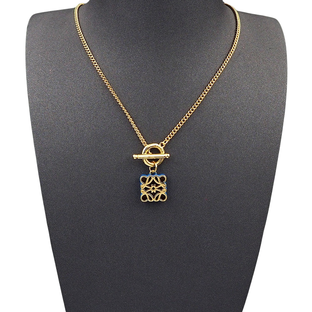 LWN007 Pave Anagram necklace in metal and colorful enamel - ccjewelryacc